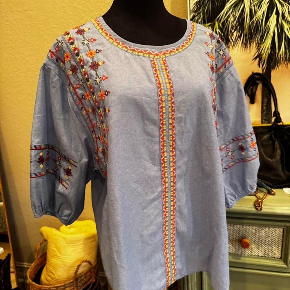 Nare moda embroidered cotton floral embroidery blouse